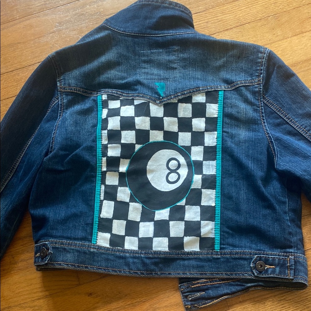 Maurices Blue and Black Jean Jacket with Checkered Design